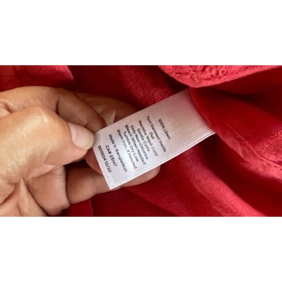 Talbots Washed‎ Linen Jacket Size MP Coral 100% Linen Pockets Lightweight - Picture 7 of 11
